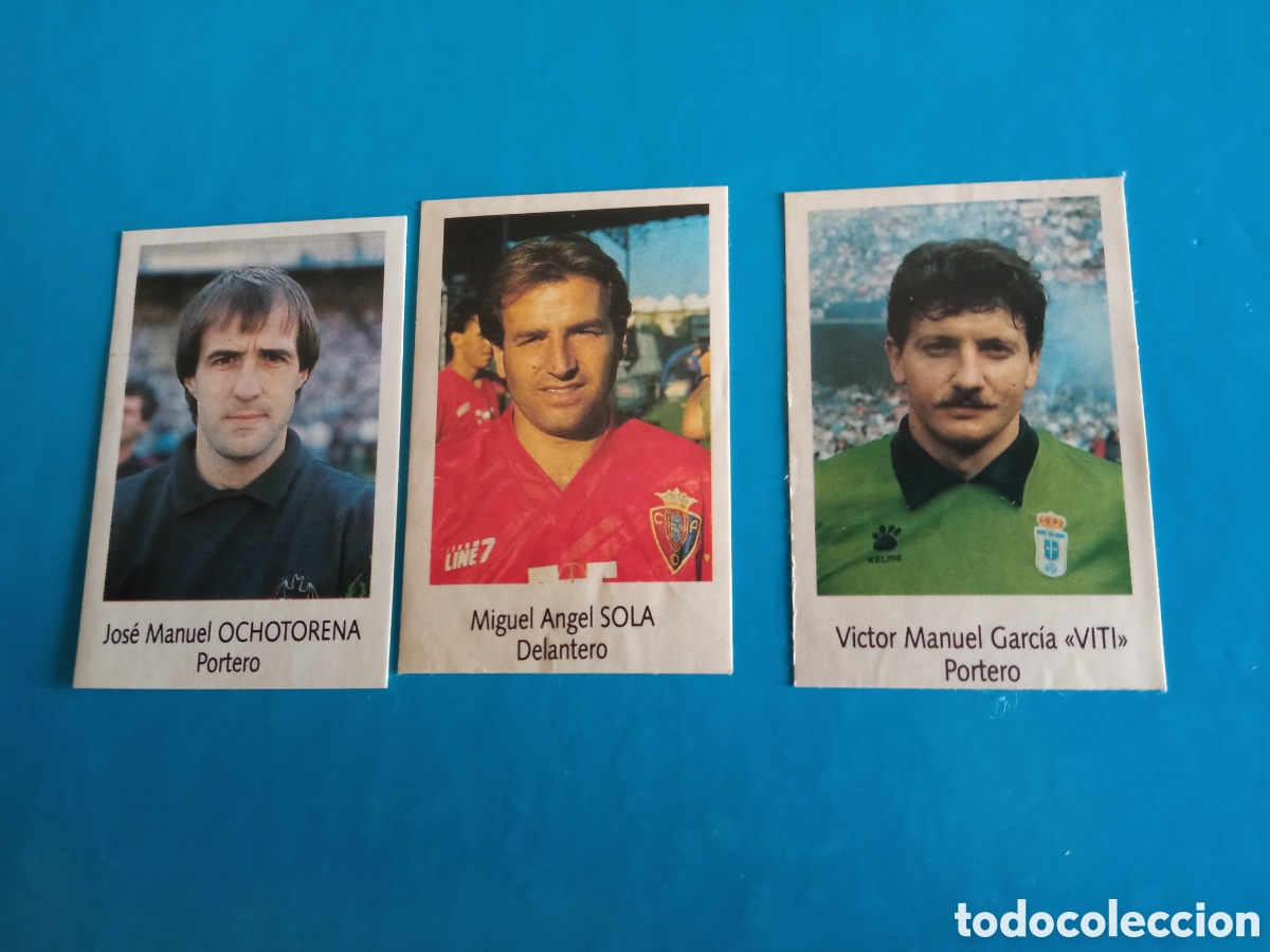 Cromos de F&uacute;tbol: Tres cromos de f&uacute;tbol, Liga 91-92 de Bimbo