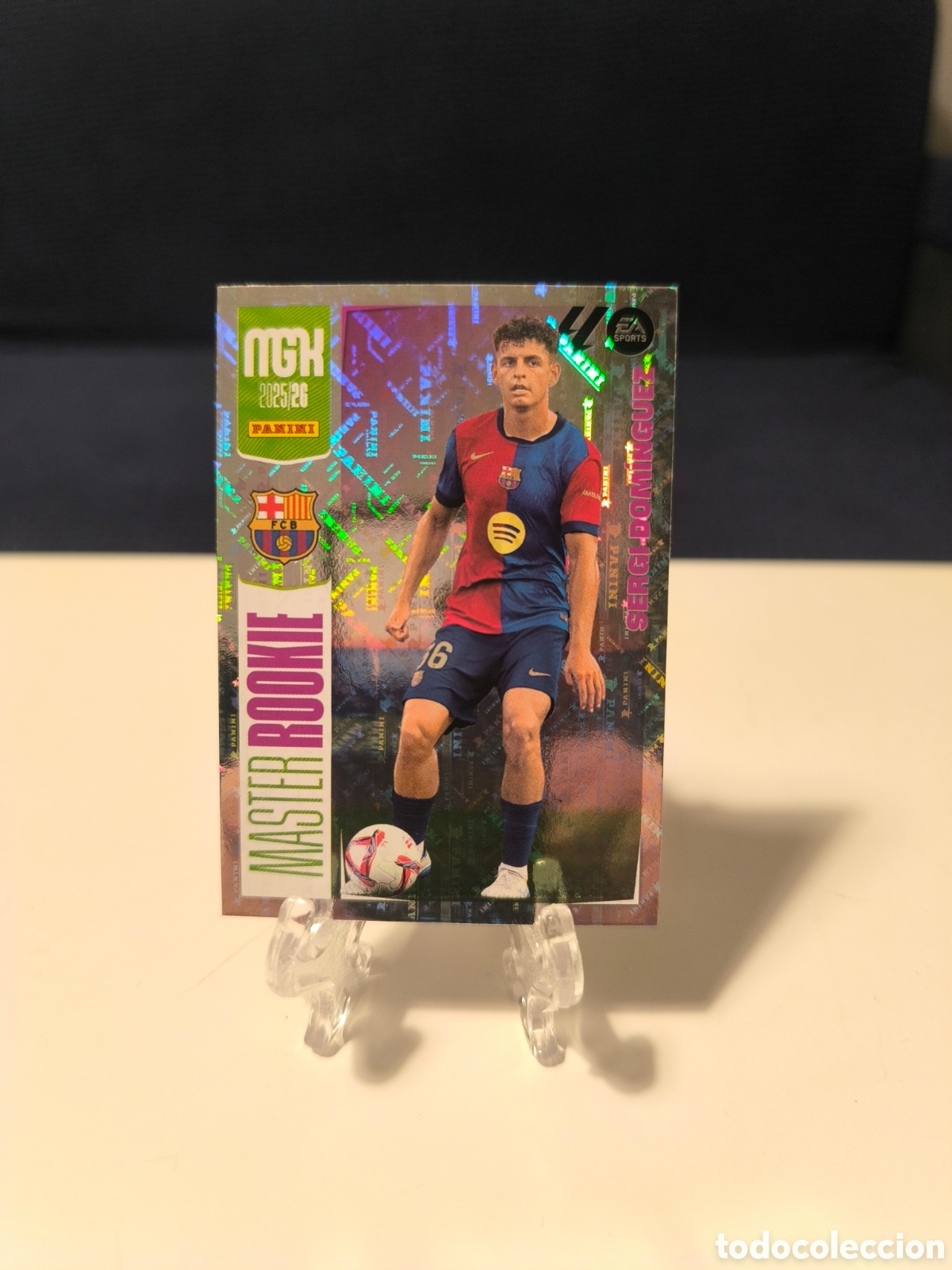 Cromos de F&uacute;tbol: Sergio Dom&iacute;nguez Panini megacracks 2025-26 M&aacute;ster rookie Barcelona