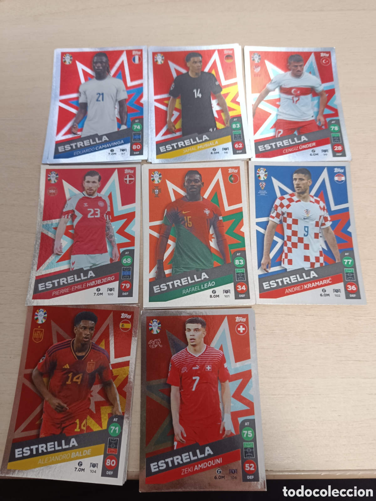 Cromos de f&uacute;tbol: Estrellas match attack topps Eurocopa 2024.