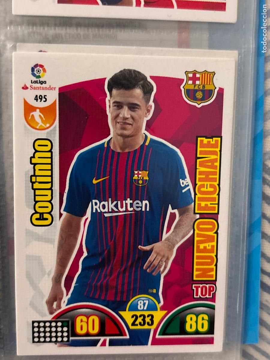 Football Stickers: 495 NUEVO FICHAJE ADRENALYN 2017 2018 17 18 SIN PEGAR CARD COUTINHO BARCELONA - ADRENALYN
