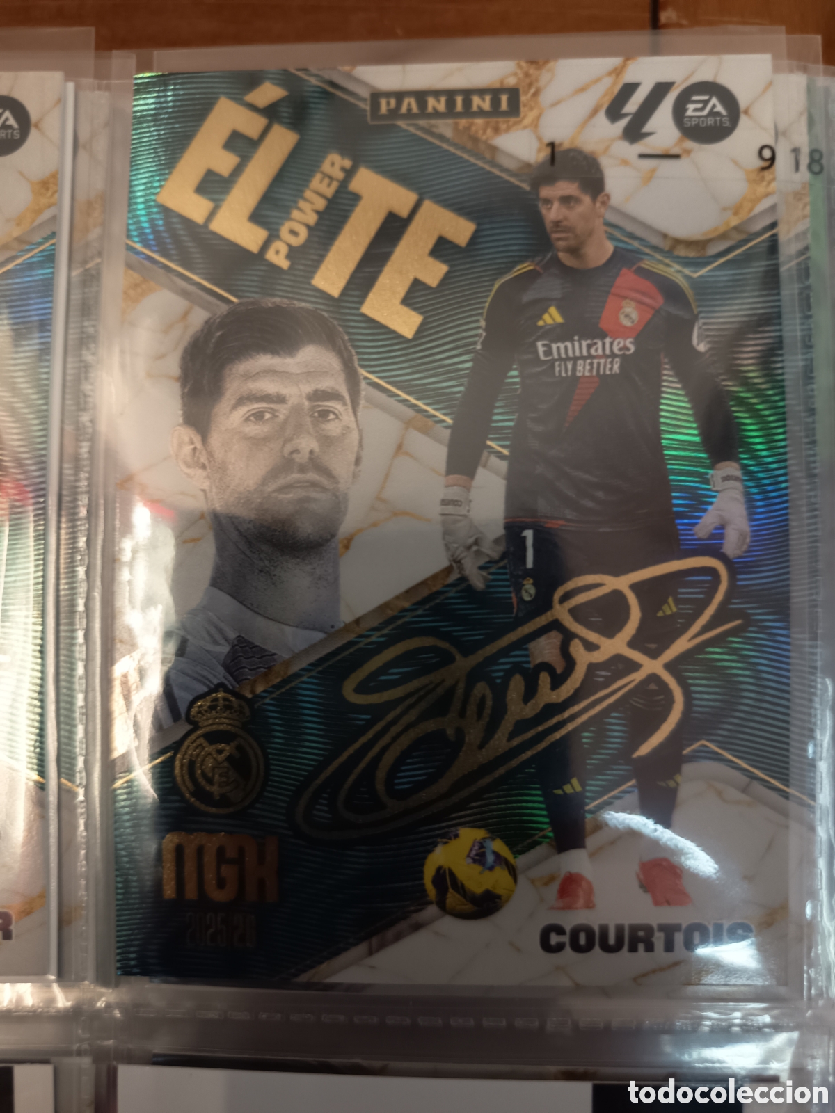 Cromos de f&uacute;tbol: P3 COURTOIS ELITE POWER FIRMADA MEGACRACKS 25 26 MGK 2025 2026