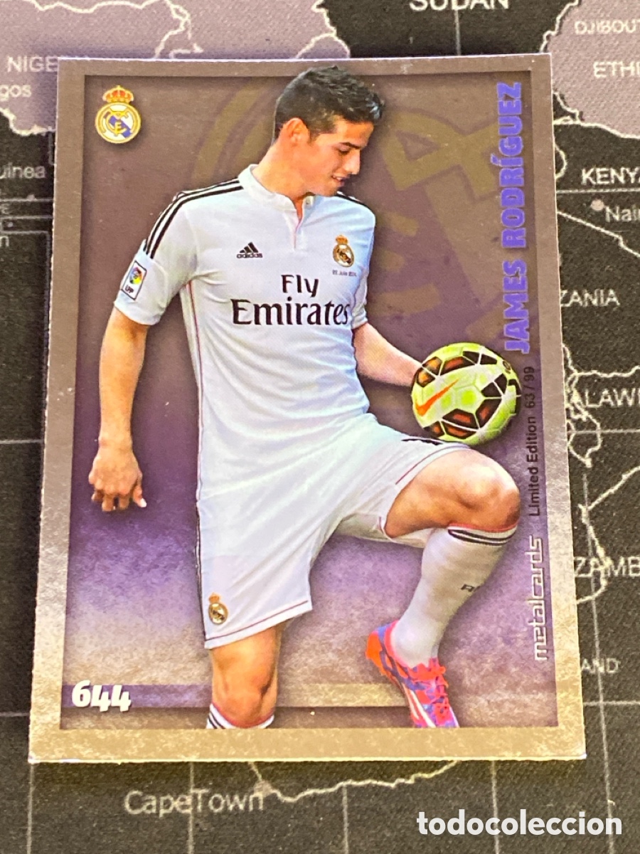 Cromos de f&uacute;tbol: 63/99 644 JAMES RODRIGUEZ (REAL MADRID) METALCARDS LIMITED EDITION MUNDICROMO 2014 2015 14 15