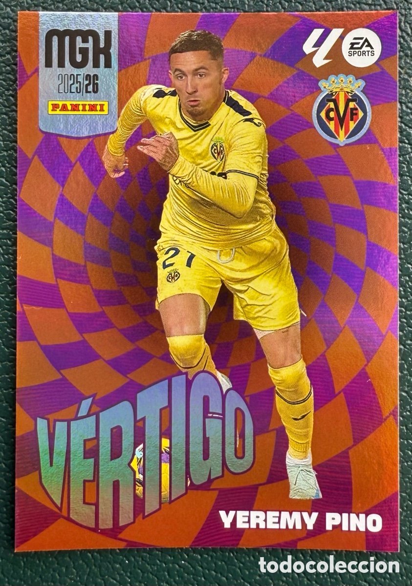 Fu&szlig;ball-Sticker: 387 YEREMI PINO VILLARREAL CF VERTIGO FICHAS ALBUM MEGACRACKS 2025 2026 MGK 25 26