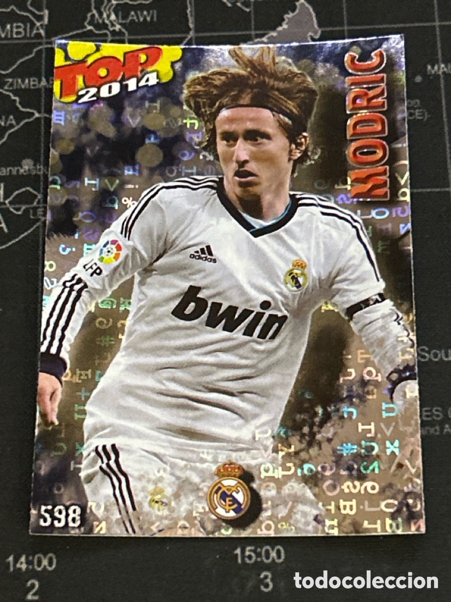 Cromos de F&uacute;tbol: 598 MODRIC (REAL MADRID) TOP FONDO AZUL LETRAS MUNDICROMO 2013 2014 13 14