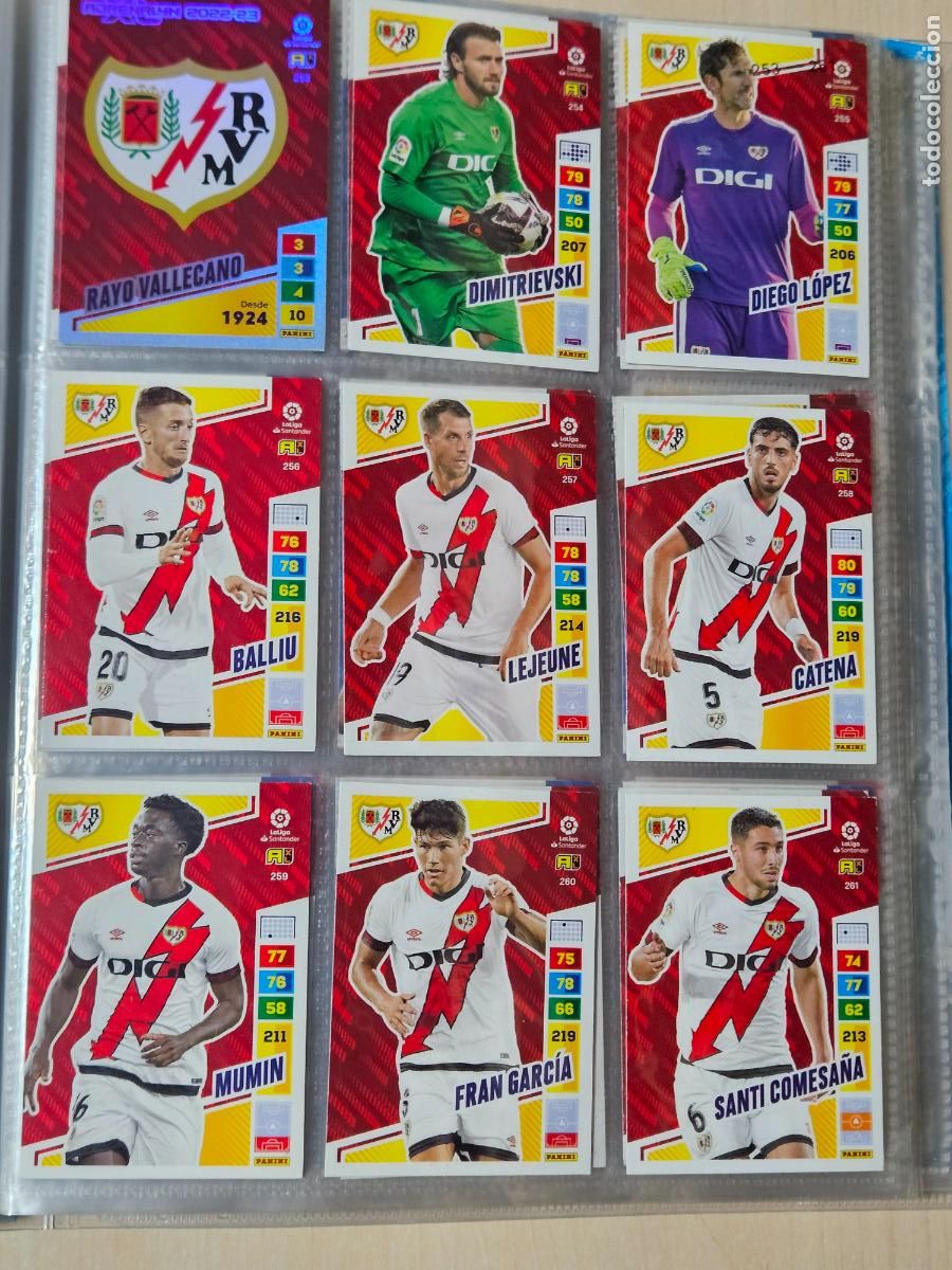 Cromos de F&uacute;tbol: ADRENALYN 2022 2023 - RAYO VALLECANO - EQUIPO COMPLETO BASICOS - 18 FICHAS CROMOS - 22 23