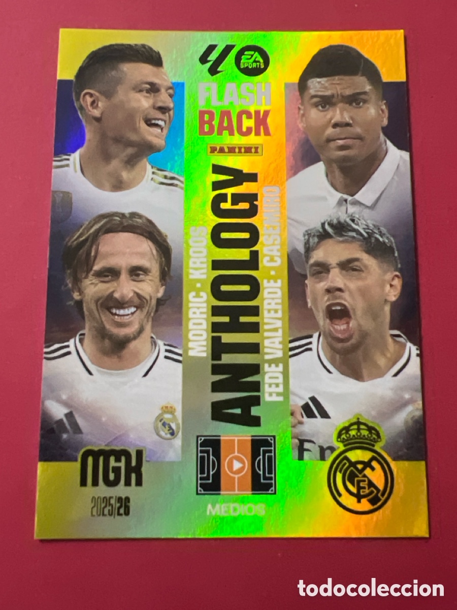Fu&szlig;ball-Sticker: A1059. MEGACRACKS MGK 2025 2026 25 26 PANINI N&ordm; 436 REAL MADRID - FLASH BACK ANTHOLOGY
