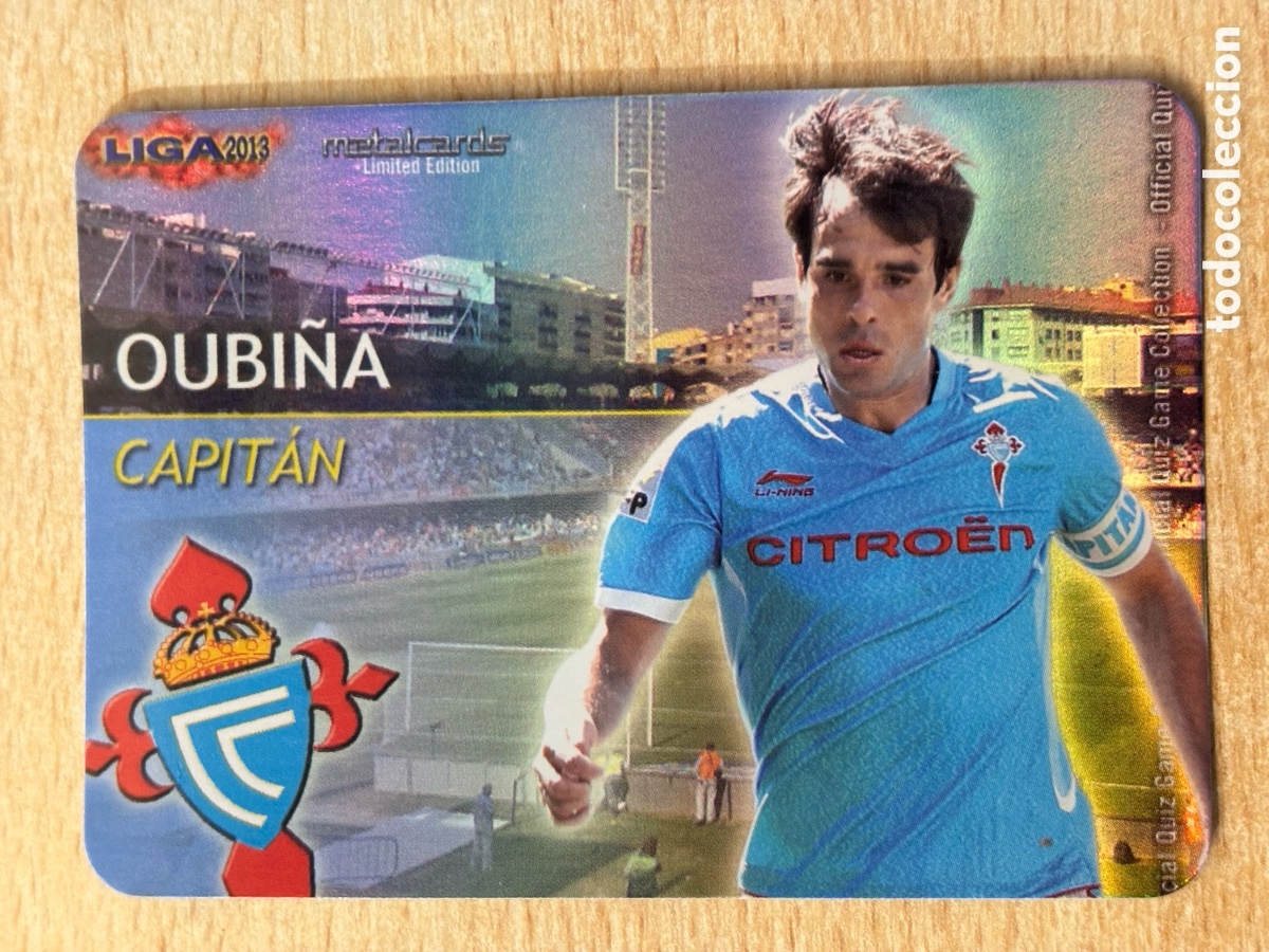 Cromos de F&uacute;tbol: Oubi&ntilde;a Celta de Vigo Capit&aacute;n 19/20 Mundicromo 2013 versi&oacute;n brillo liso