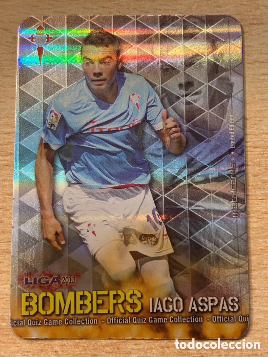 Cromos de F&uacute;tbol: Iago Aspas Celta de Vigo Bombers 13/21 Mundicromo 2013 versi&oacute;n rayas horizontales