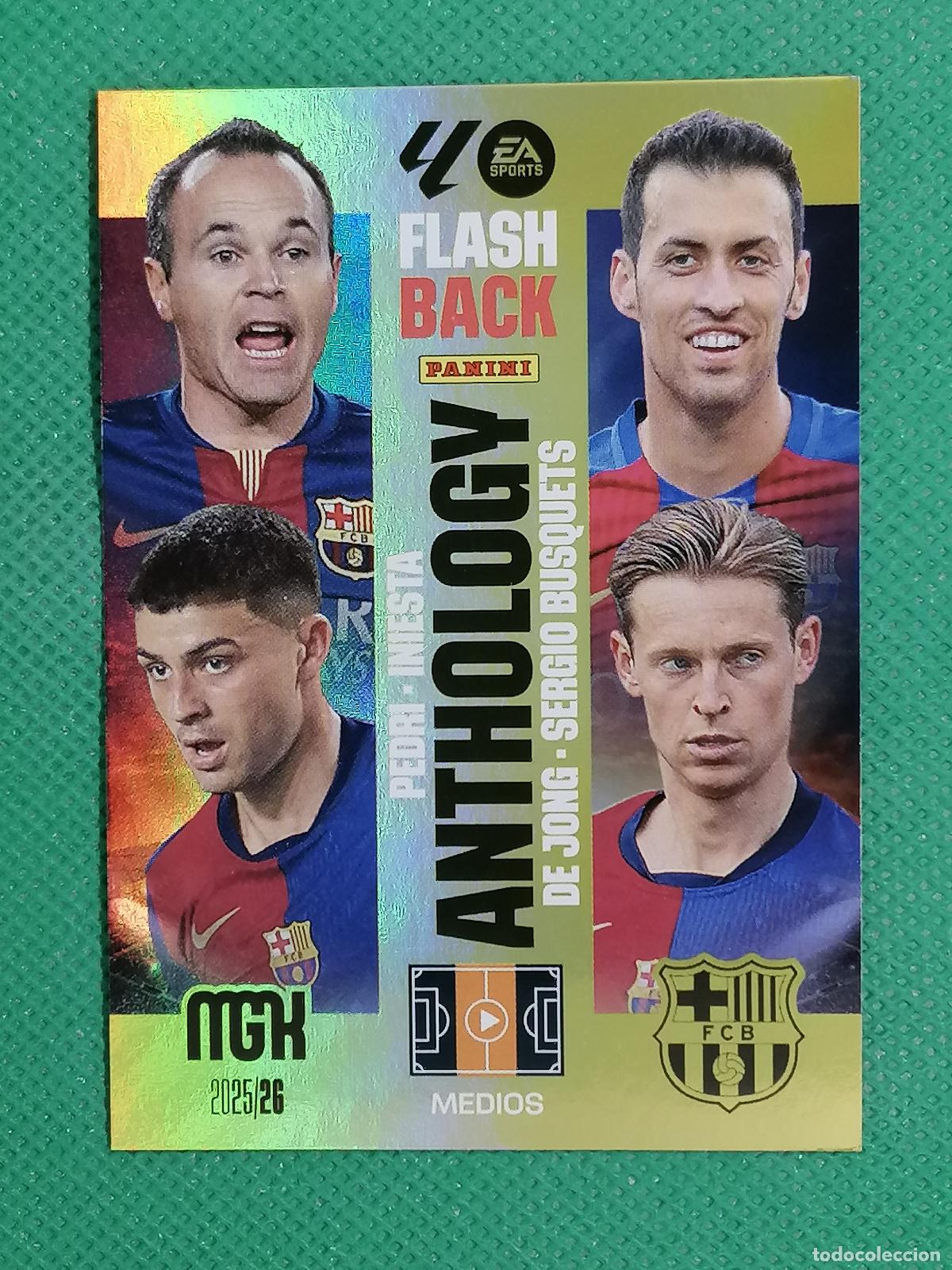 Cromos de f&uacute;tbol: 435 INIESTA PEDRI JONG BUSQUETS BARCELONA FLASHBACK ANTHOLOGY ⚽ MEGACRACKS LIGA 2025 2026 25 26 ⚽