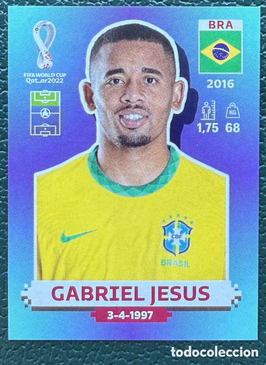 Fu&szlig;ball-Sticker: BRA 16 GABRIEL JESUS BRASIL CROMOS ALBUM FIFA WORLD CUP QATAR MUNDIAL 2022