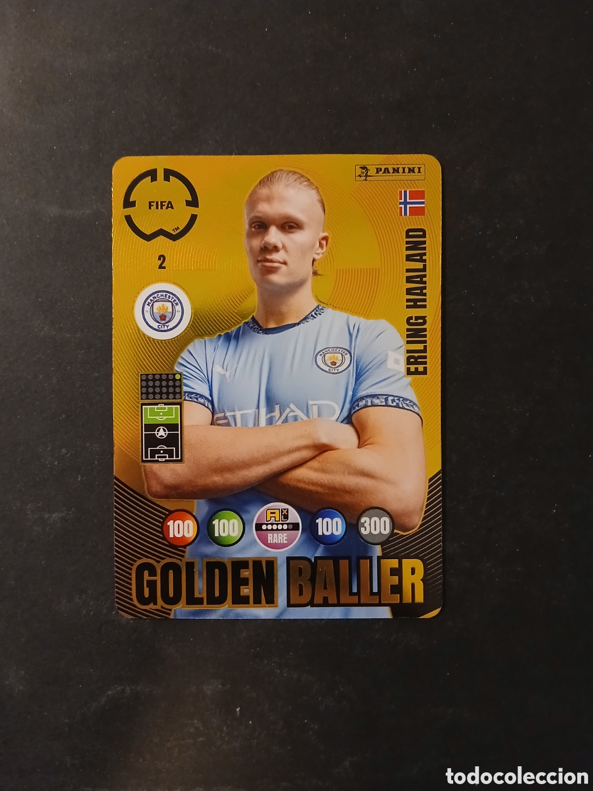 Fu&szlig;ball-Sticker: ERLING HALLAND MANCHESTER CITY GOLDEN BALLER 2 FIFA ADRENALYN CLUB WORLD CUP 2025 25 PANINI