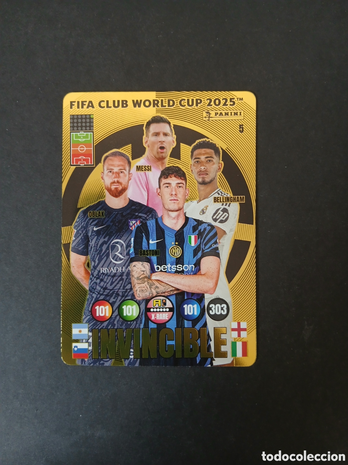 Fu&szlig;ball-Sticker: CARD INVINCIBLE 5 GOLDEN BALLER FIFA ADRENALYN CLUB WORLD CUP 2025 25 PANINI