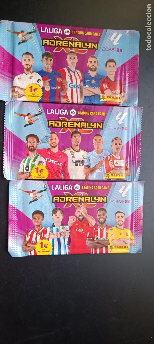 Cromos de F&uacute;tbol: 3 SOBRES ADRENALYN 2023-24 SIN ABRIR DIFERENTES
