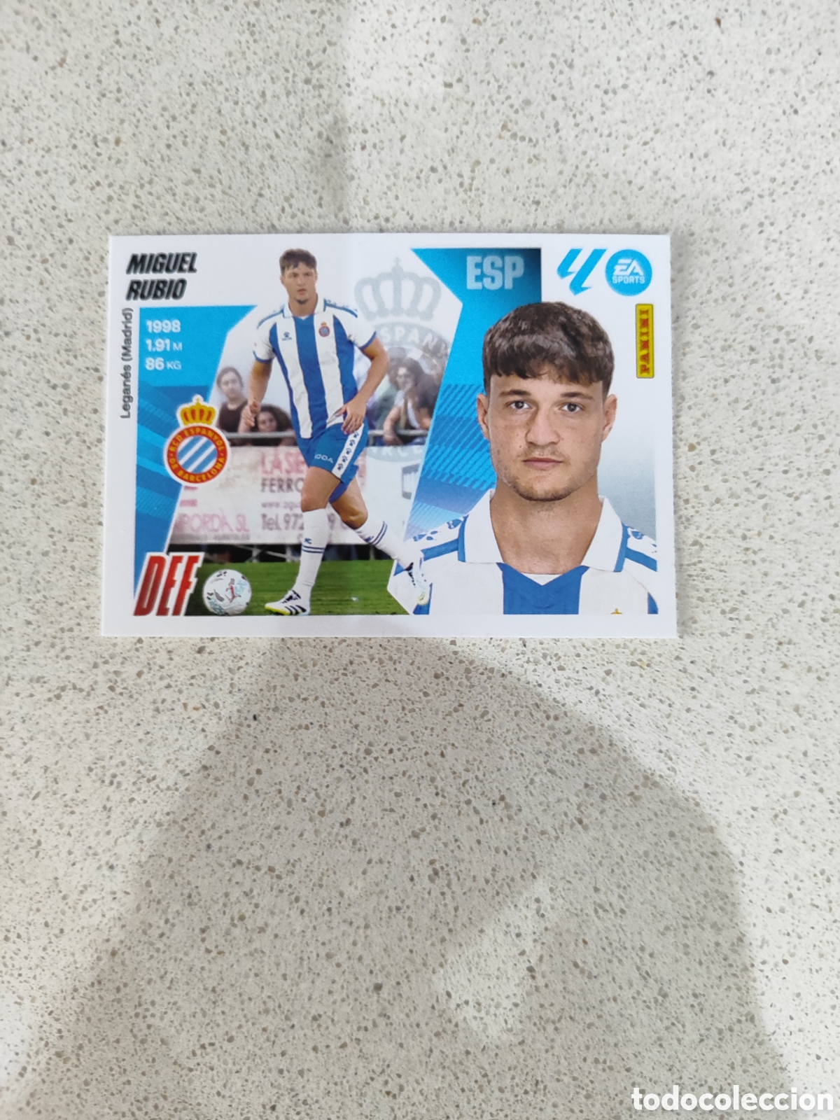 Cromos de f&uacute;tbol: CROMO MIGUEL RUBIO ESPANYOL &Uacute;LTIMO FICHAJE N&Uacute;MERO 7. LIGA ESTE 25/26. SEGUNDA EDICI&Oacute;N.