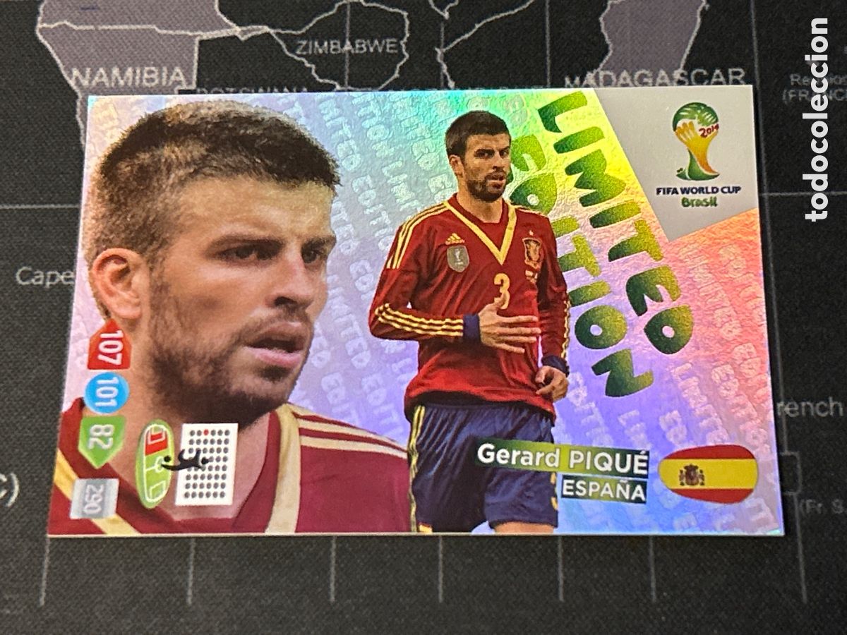 Football Stickers: GERARD PIQUE (ESPA&Ntilde;A) LIMITED EDITION PANINI ADRENALYN XL FIFA WORLD CUP BRASIL BRAZIL 2014 14