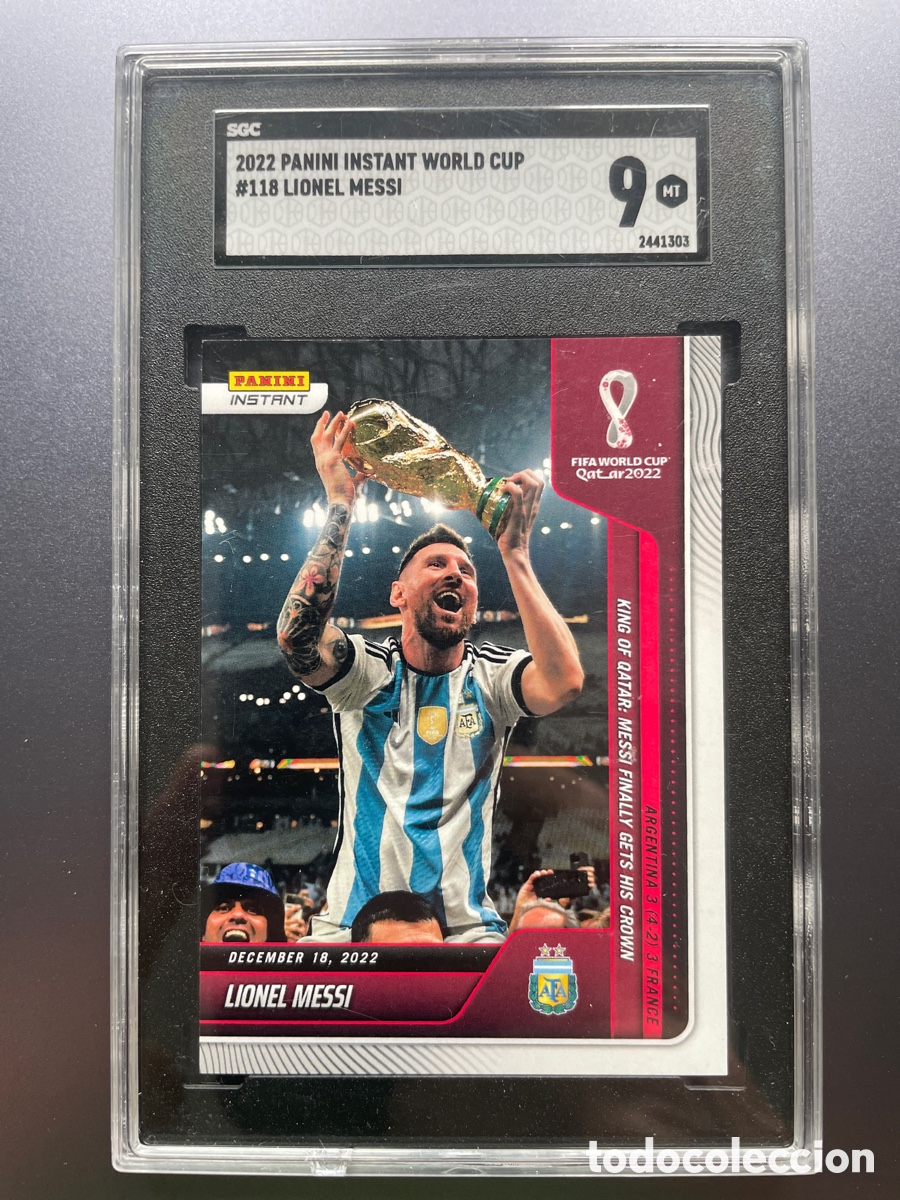 Figurine di Calcio: Lionel Messi 118 SGC 9 King of Qatar Panini Instant 2022 Argentina