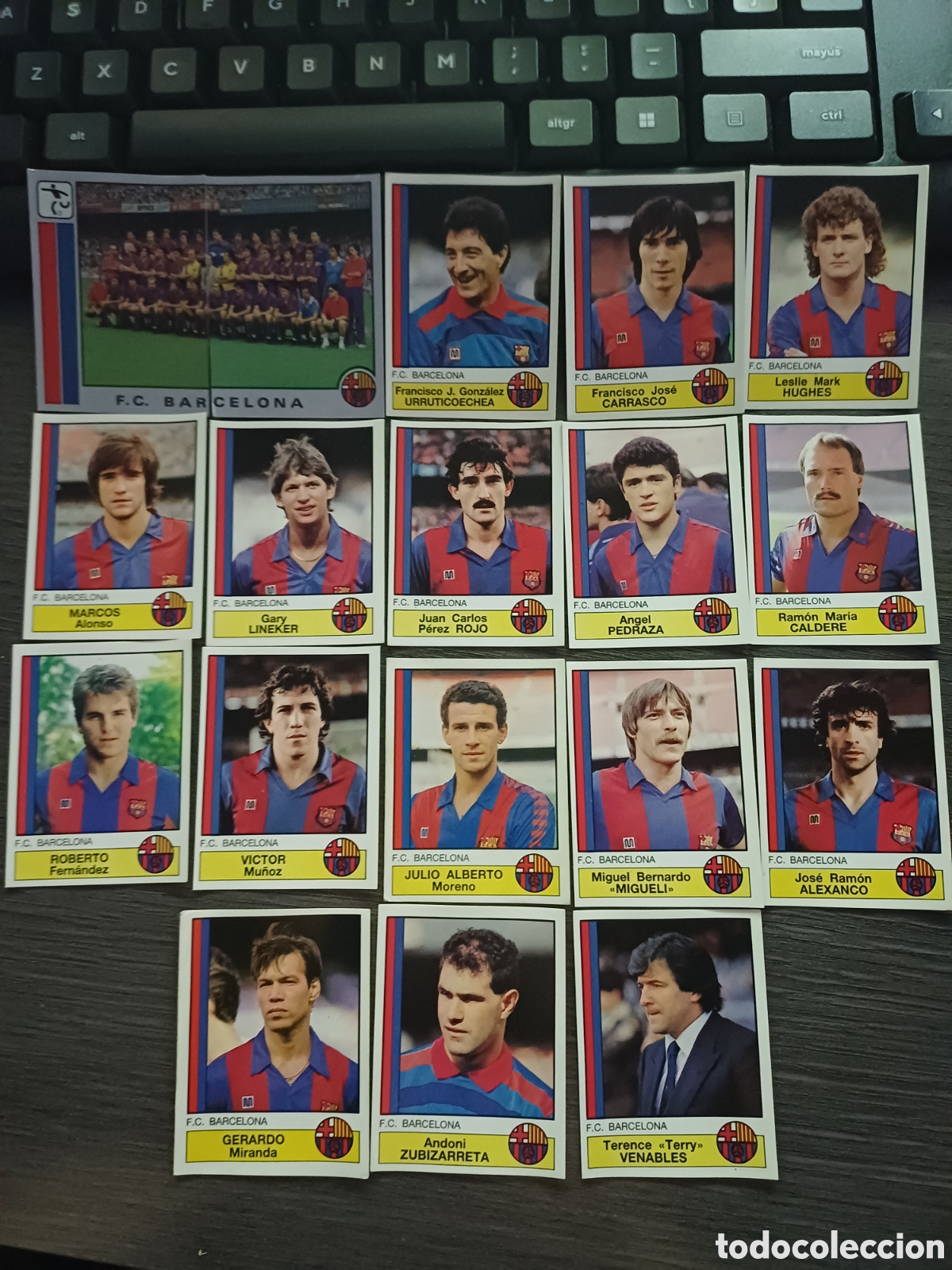 Cromos de F&uacute;tbol: 18 cromos F. C. Barcelona, futbol 87, Panini, nuevos