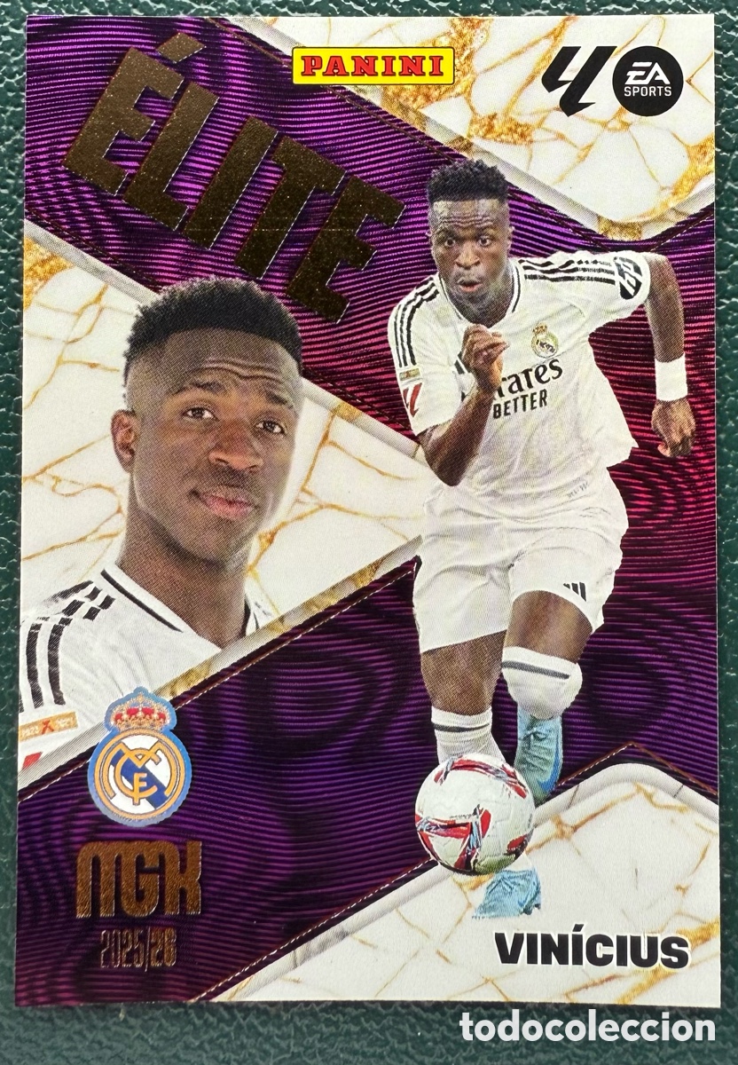 Cartes &agrave; collectionner de Football: 18 VINICIUS REAL MADRID ELITE FICHAS ALBUM MEGACRACKS 2025 2026 MGK 25 26