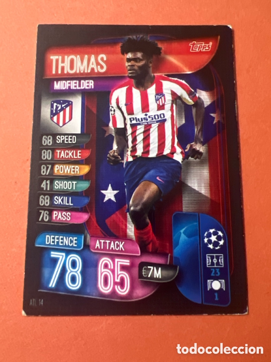 Fu&szlig;ball-Sticker: TRADING CARD FUTBOL THOMAS ATLETICO DE MADRID ATL 14 MATCH ATTAX CHAMPIONS LEAGUE 2019-2020/19-20