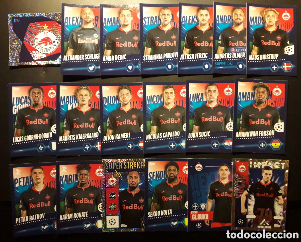 Figurine di Calcio: 19 CROMOS SALZBURG EQUIPO B&Aacute;SICO COMPLETO UEFA CHAMPIONS LEAGUE SEASON TOPPS 23 24 2023 2024