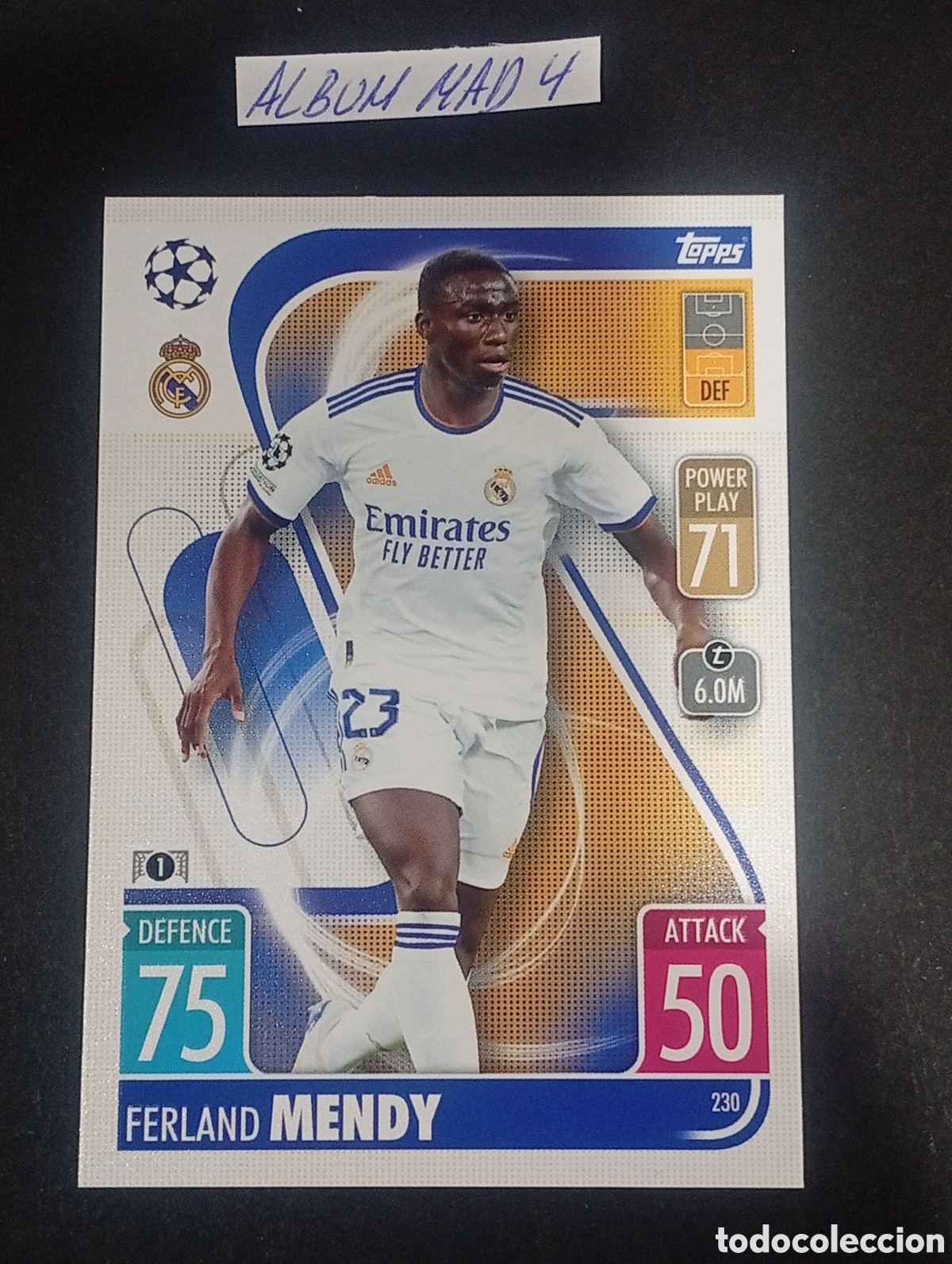 Cromos de F&uacute;tbol: 230 MENDY REAL MADRID TOPPS MATCH ATTAX 2021 2022 21 22 CROMOS CARD MEGACRACKS