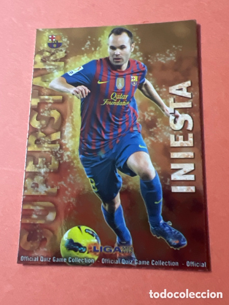 Football Stickers: C5332. Cromo Mundicromo QUIZ Las Fichas de la liga 2013 (2012/13) -INIESTA- SUPERSTAR n&uacute;mero 0052