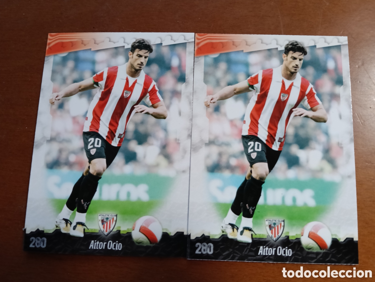 Fu&szlig;ball-Sticker: Herror, por una cara Aitor Ocio 280 y por la otra Javier Mart&iacute;nez, Mundi-cromo liga 2009