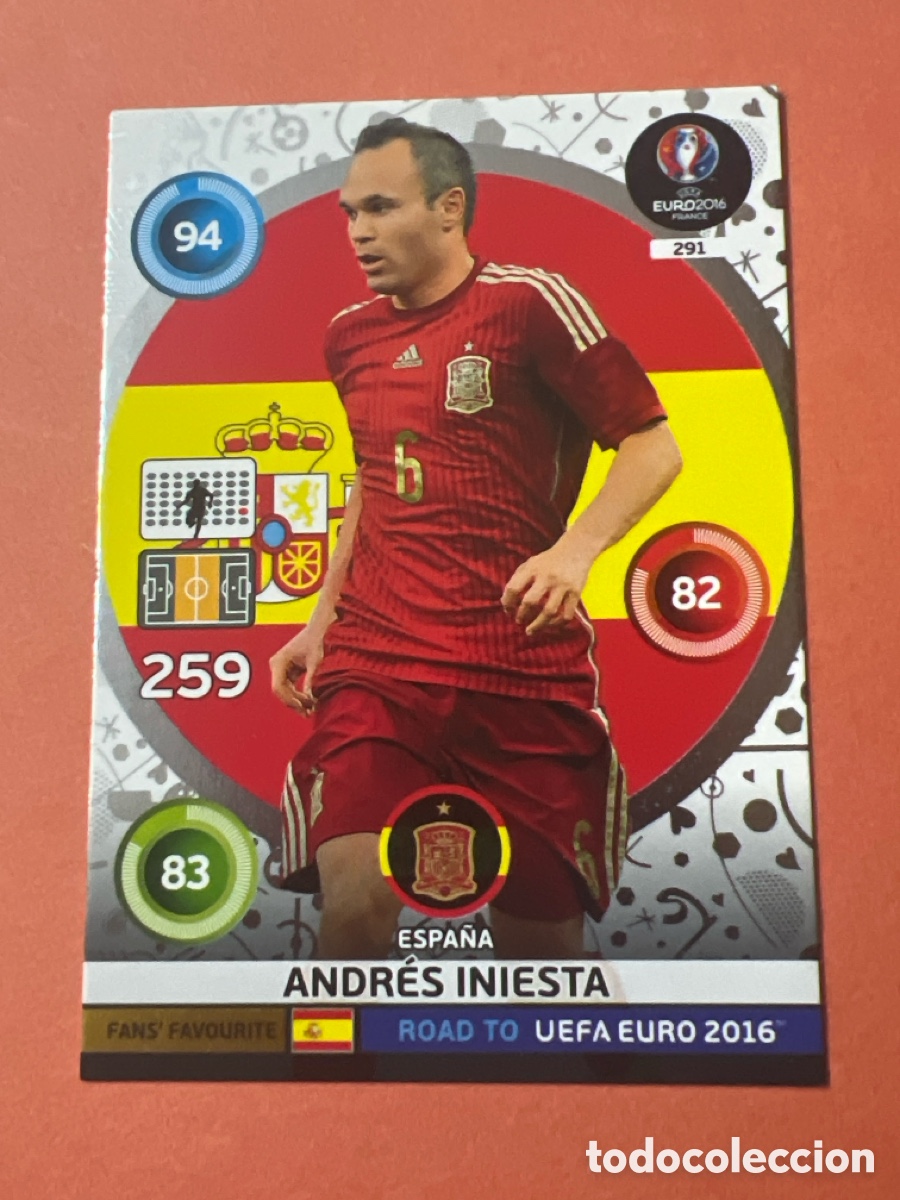 Fu&szlig;ball-Sticker: C5654. 291 INIESTA ESPA&Ntilde;A FANS FAVOURITE PANINI ROAD EURO EURO 2016 FRANCIA ADRENALYN XL 2016 16