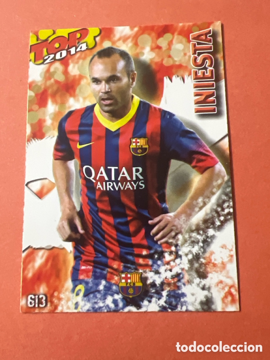 Fu&szlig;ball-Sticker: MUNDICROMO FICHAS QUIZ GAME 2013 2014 13 14 INIESTA 613 ROJO BRILLO LISO TOP 2014 TOP 10 BARCELONA