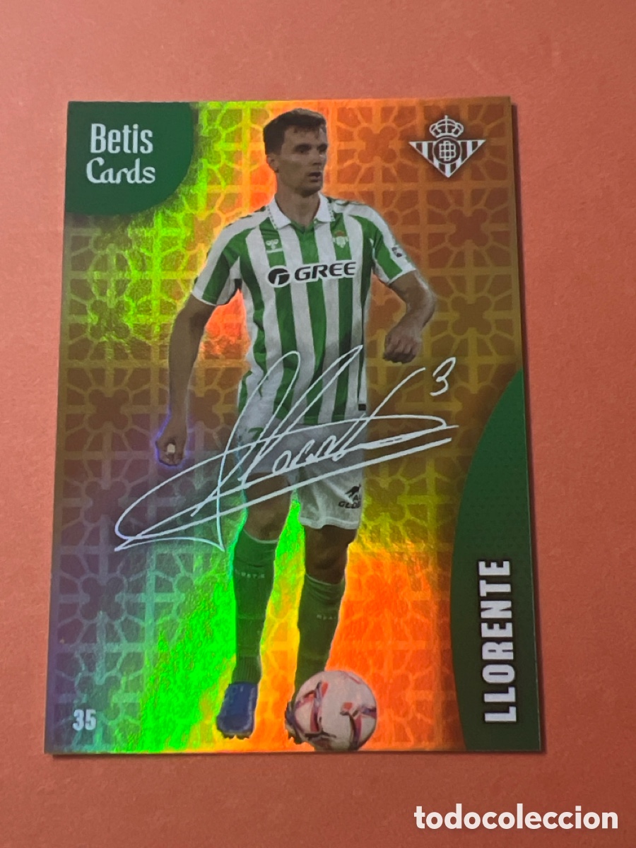 Fu&szlig;ball-Sticker: E1455. 35 LLORENTE GOLD Firma Aut&oacute;grafo Betis Cards 24 25. LaLiga