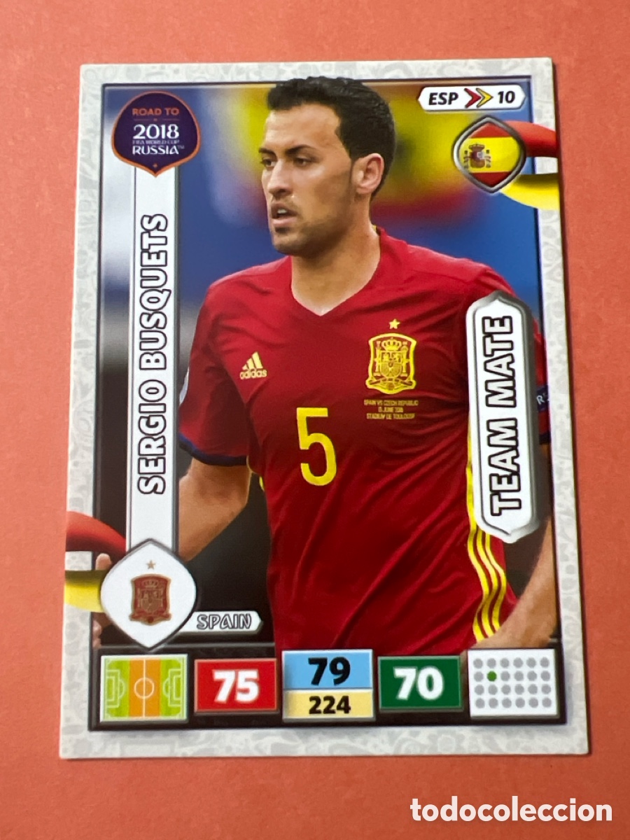 Fu&szlig;ball-Sticker: E1265. CROMO ESP 10 SERGIO BUSQUETS ESPA&Ntilde;A ADRENALYN XL ROAD TO RUSSIA 2018 DE PANINI