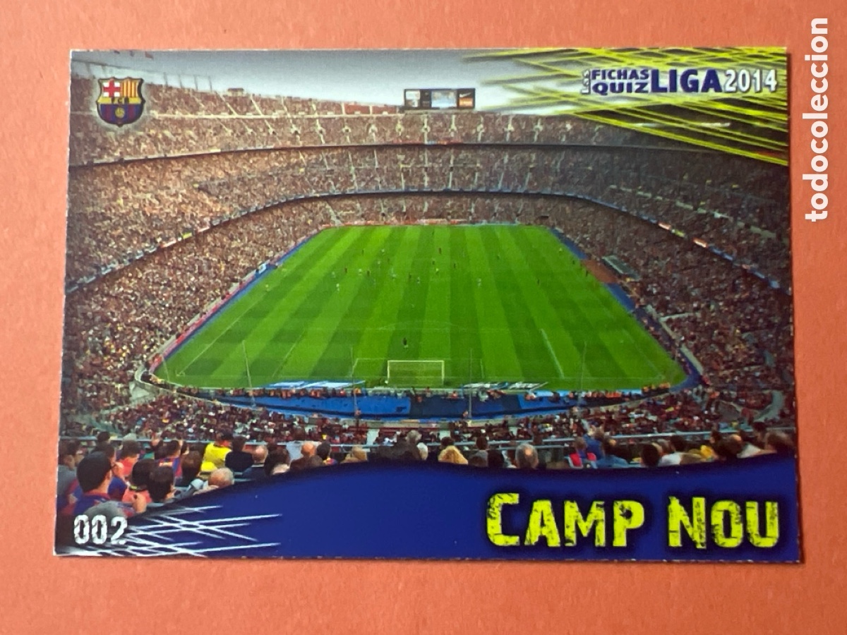 Fu&szlig;ball-Sticker: E1286. 002 2 Camp Nou, FC Barcelona, Mundicromo Sport Fichas Quiz de la Liga 2014