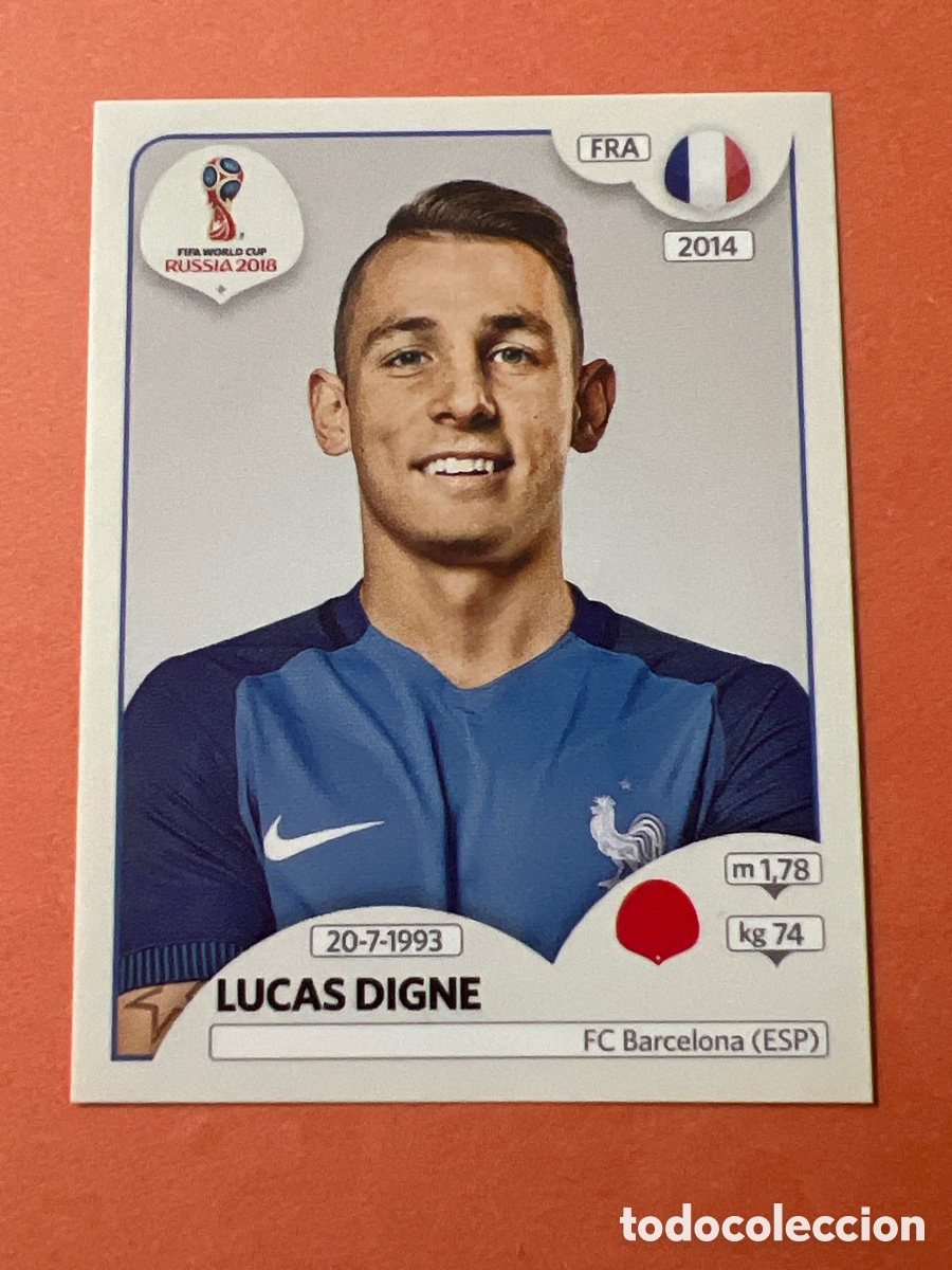 Fu&szlig;ball-Sticker: E1297. LUCAS DIGNE FRANCIA MUNDIAL F&Uacute;TBOL RUSIA RUSSIA 2018 N&deg; 196 PANINI SIN PEGAR
