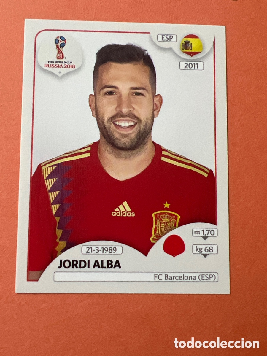 Fu&szlig;ball-Sticker: E1301. JORDI ALBA 135 ESPA&Ntilde;A PANINI WORLD MUNDIAL RUSSIA RUSIA 2018 CROMO FUTBOL 18 - SIN PEGAR