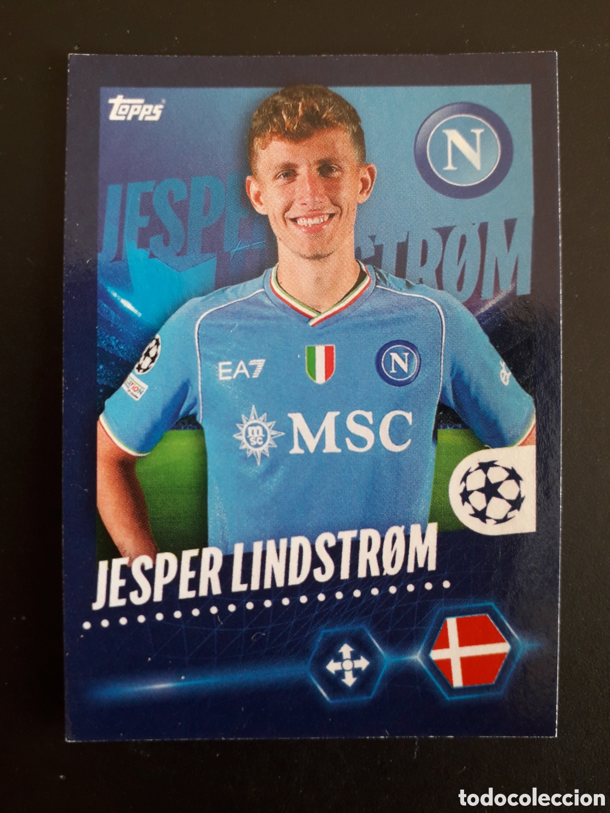 Fu&szlig;ball-Sticker: JESPER LINDSTR&Oslash;M N&Aacute;POLES N&deg; 514 UEFA CHAMPIONS LEAGUE SEASON TOPPS 23 24 2023 2024 PEDIDO M&Iacute;NIMO 3&euro;.