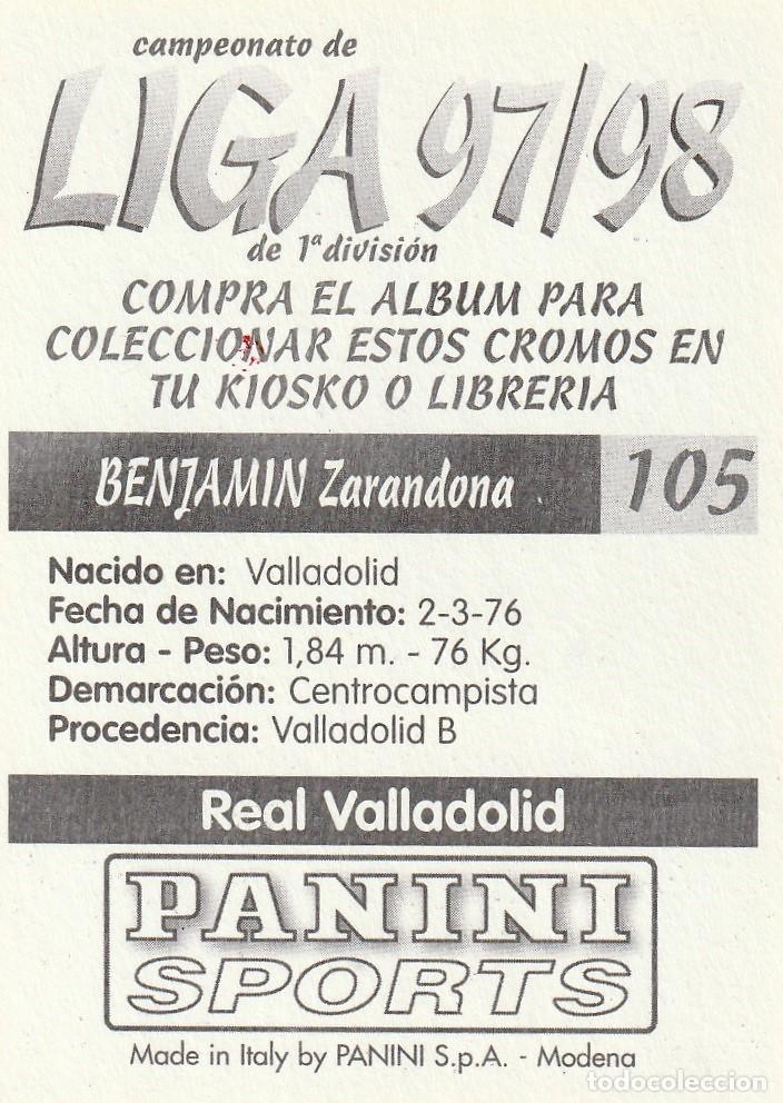 Cromos de f&uacute;tbol: PANINI 97-98. BENJAM&Iacute;N. NUNCA PEGADO. - Foto 2