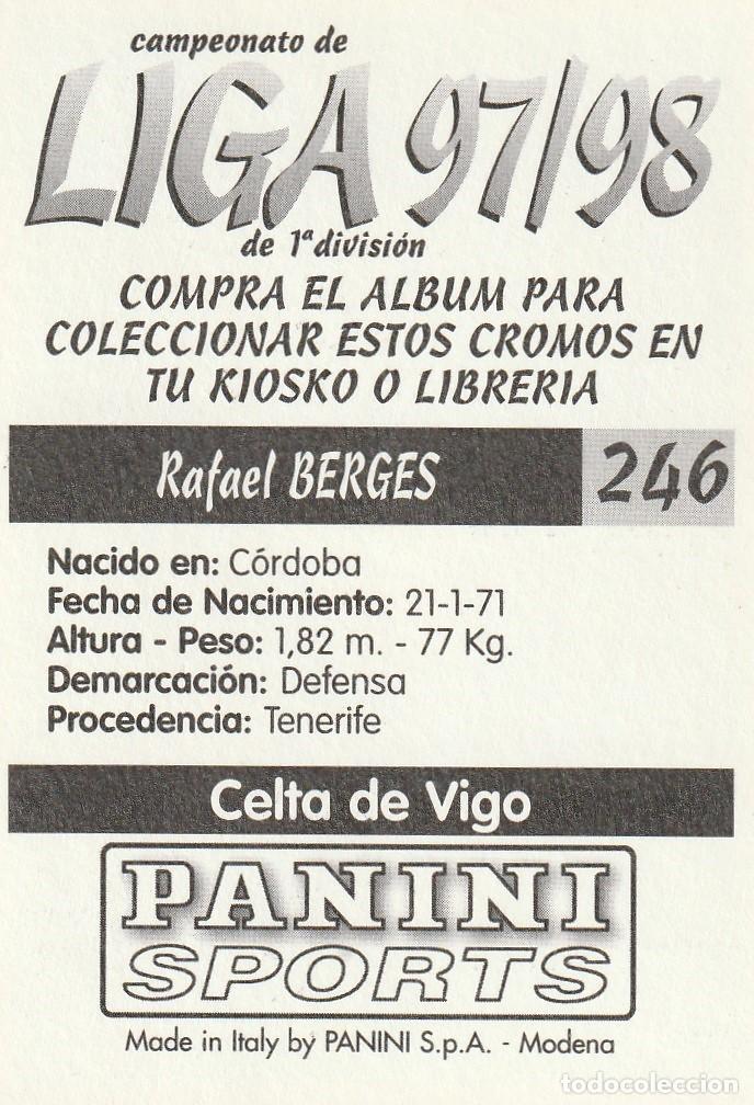 Cromos de f&uacute;tbol: PANINI 97-98 BERGES. NUNCA PEGADO. - Foto 2