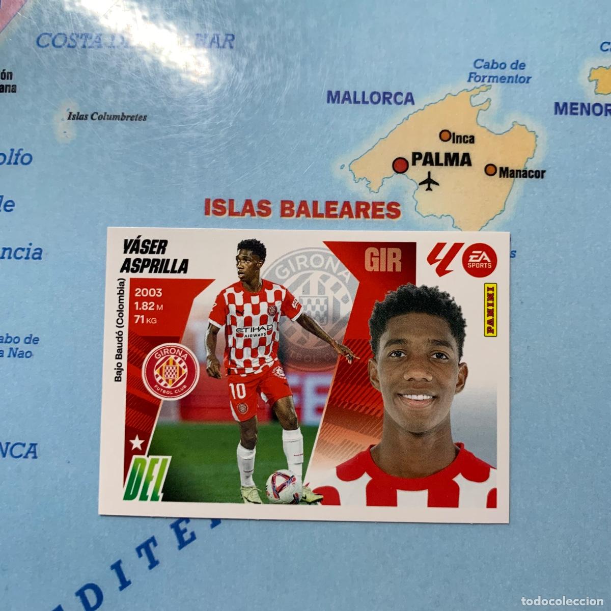 Cromos de f&uacute;tbol: Yaser Asprilla n&uacute;mero 17 del Girona cromo liga este 25-26 2025-2026