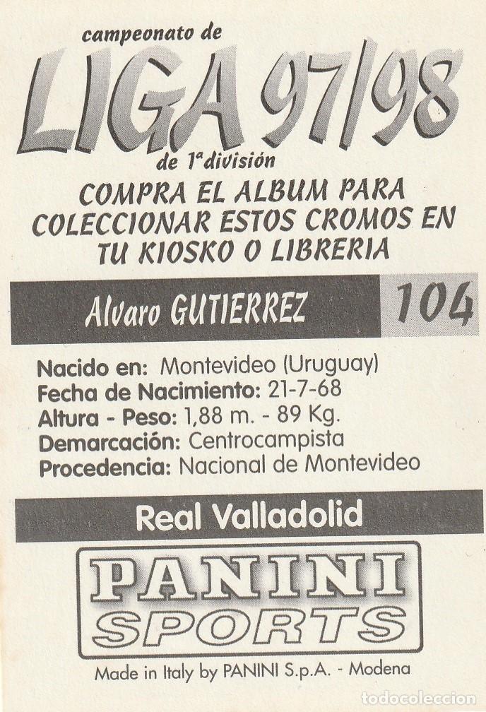Cromos de f&uacute;tbol: PANINI 97-98. GUTI&Eacute;RREZ. NUNCA PEGADO. - Foto 2
