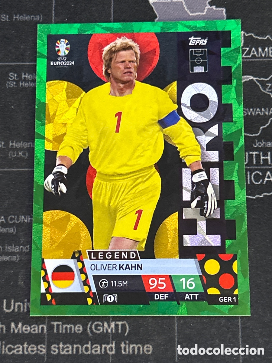 Cromos de f&uacute;tbol: GER 1 OLIVER KAHN (ALEMANIA) GREEN EMERALD CRYSTAL PARALLEL MATCH ATTAX TOPPS EURO GERMANY 2024 24