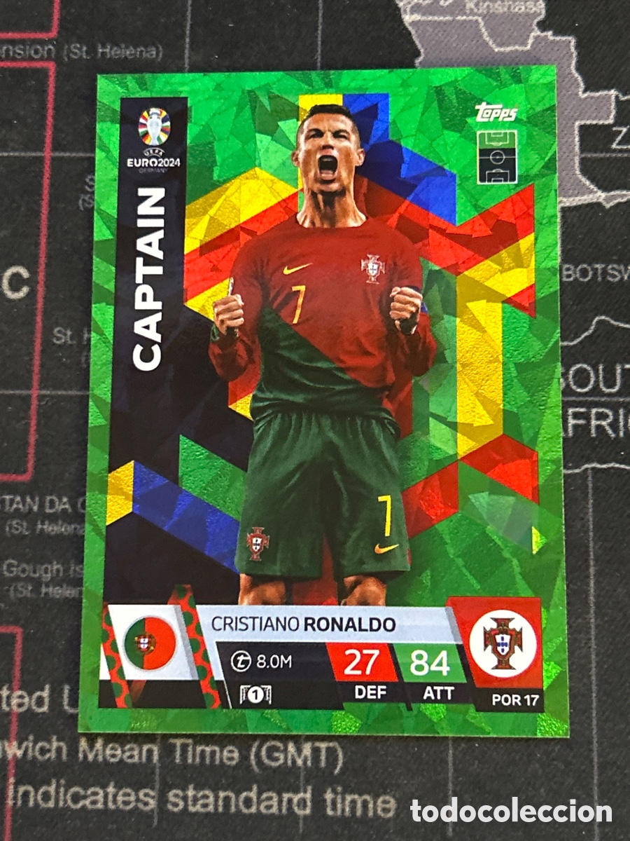 Cromos de F&uacute;tbol: POR 17 CRISTIANO RONALDO (PORTUGAL) GREEN EMERALD CRYSTAL MATCH ATTAX TOPPS EURO GERMANY 2024 24
