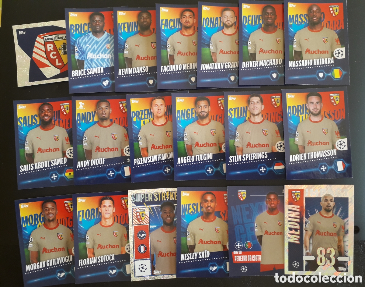Fu&szlig;ball-Sticker: 19 CROMOS LENS EQUIPO B&Aacute;SICO COMPLETO UEFA CHAMPIONS LEAGUE SEASON TOPPS 23 24 2023 2024