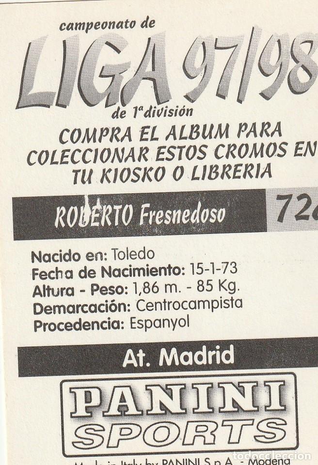 Cromos de f&uacute;tbol: PANINI 97-98. ROBERTO. NUNCA PEGADO. - Foto 2