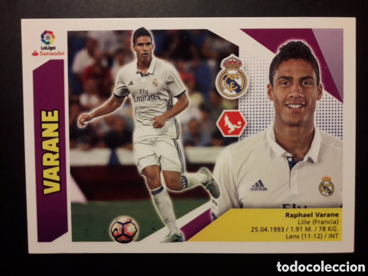 Cromos de F&uacute;tbol: VARANE REAL MADRID N&deg; 5 ED ESTE 2017 2018 17 18 SIN PEGAR PEDIDO M&Iacute;NIMO 3&euro;