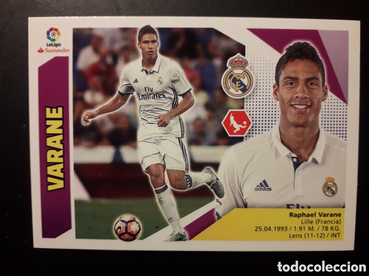 Cromos de F&uacute;tbol: VARANE REAL MADRID N&deg; 5 ED ESTE 2017 2018 17 18 SIN PEGAR PEDIDO M&Iacute;NIMO 3&euro;