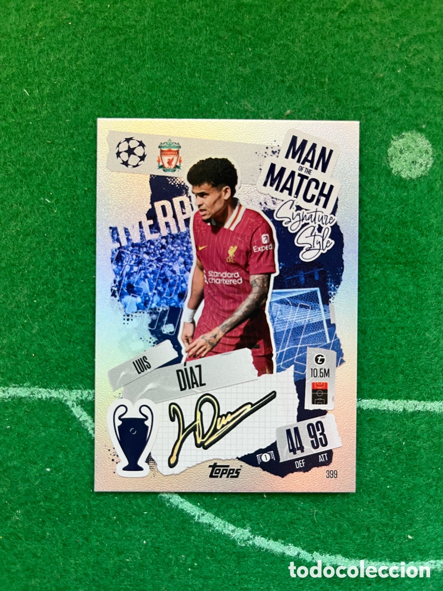 Fu&szlig;ball-Sticker: 399 LUIS D&Iacute;AZ LIVERPOOL MATCH ATTAX 2024 2025 TOPPS MAN OF THE MATCH