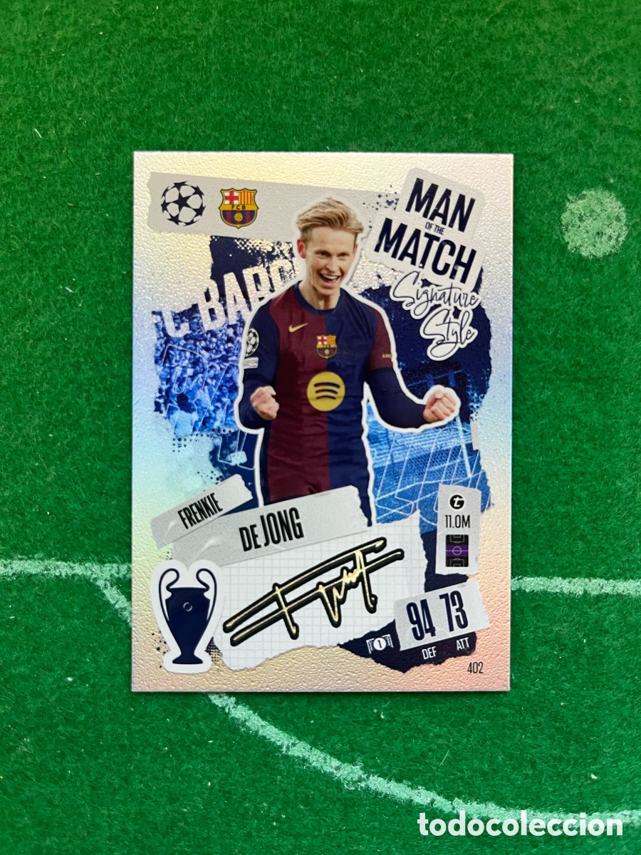 Fu&szlig;ball-Sticker: 402 FRENKIE DE JONG BARCELONA MATCH ATTAX 2024 2025 TOPPS MAN OF THE MATCH