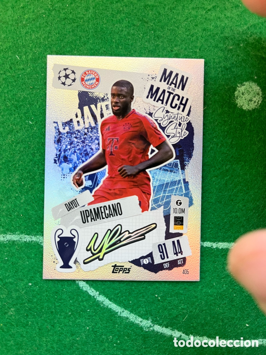Fu&szlig;ball-Sticker: 405 DAYOT UPAMECANO BAYERN DE M&Uacute;NICH MATCH ATTAX 2024 2025 TOPPS MAN OF THE MATCH