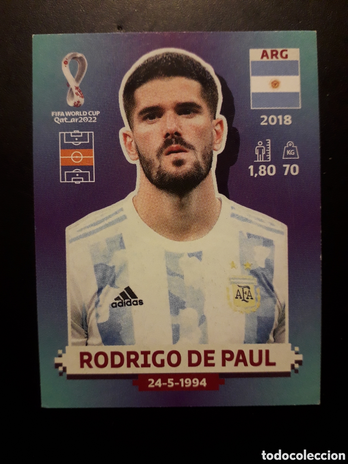 Cromos de F&uacute;tbol: RODRIGO DE PAUL ARGENTINA N&deg; 10 COPA MUNDIAL DE F&Uacute;TBOL QATAR 2022 22 PANINI SIN PEG PEDIDO M&Iacute;NIMO 3&euro;