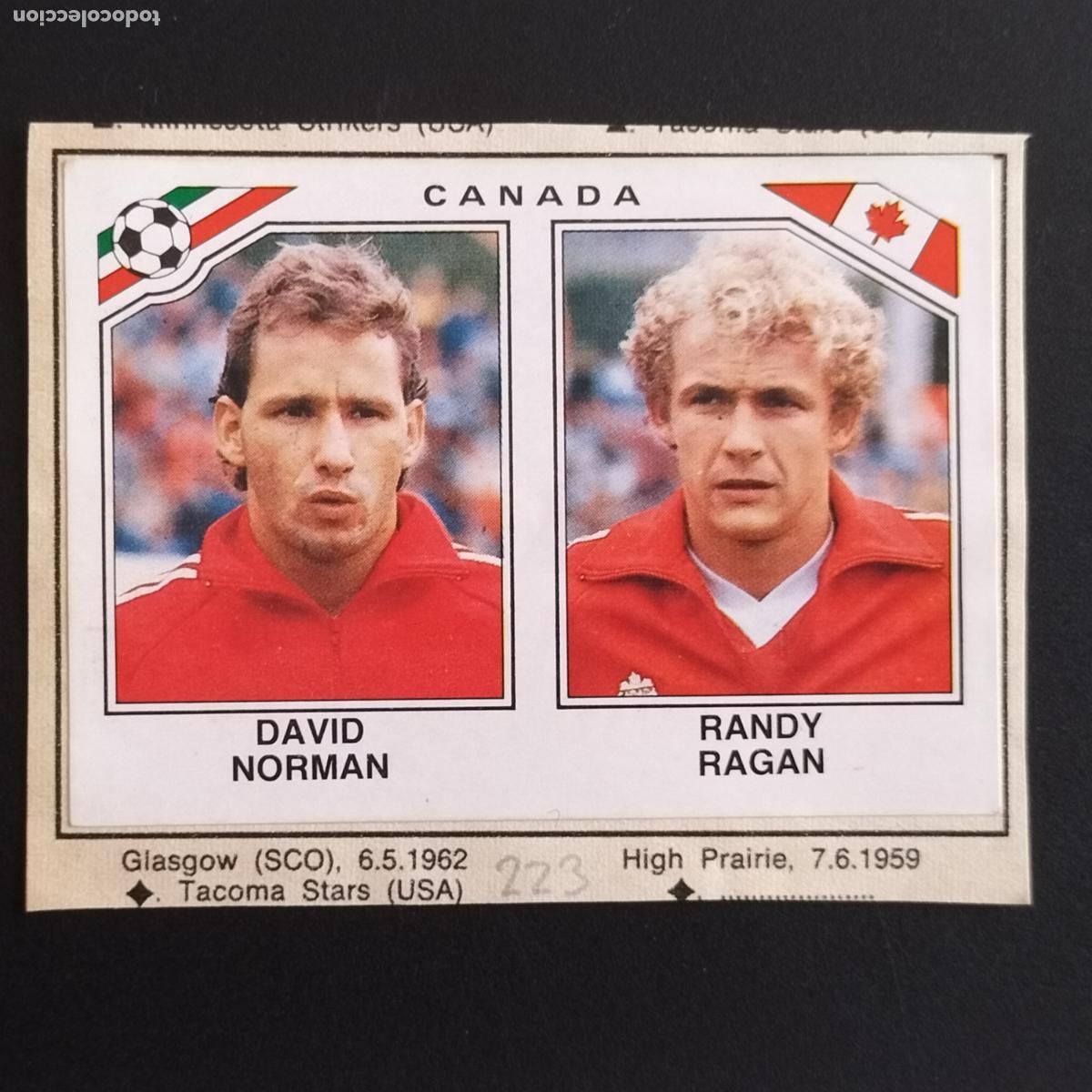 Cromos de f&uacute;tbol: RECORTADO ALBUM 223 DAVID NORMAN RANDY RAGAN CANADA CROMOS FIFA WORLD CUP MEXICO86 MEXICO 1986 86
